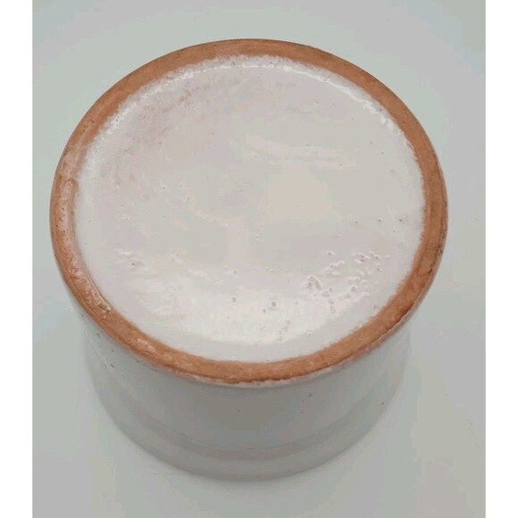 Vintage Primitive Pottery CROCK Bowl 4 1/2" Off White Redware - Picture 3 of 5
